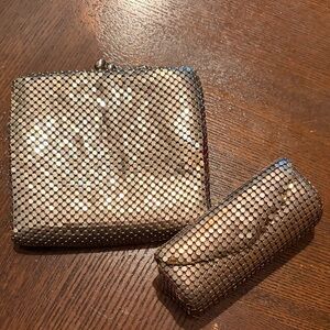 Vintage Gold Mesh Wallet  and Lipstick Case Set